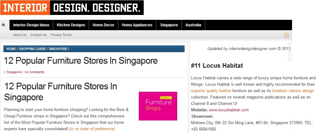 Popular Furniture Stores In Singapore